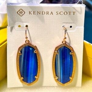 NWT Kendra Scott Elle Earrings Navy Gold Dusted Rose Gold Retired & SUPER RARE!
